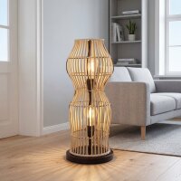 Boho Stehleuchte Bambus Metall Schwarz E27 60 cm Modern