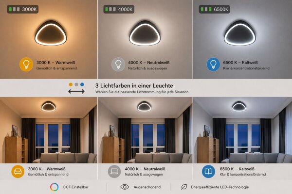 LED Deckenlampe Schwarz Alu dimmbar 58W 3000/4000/6500K