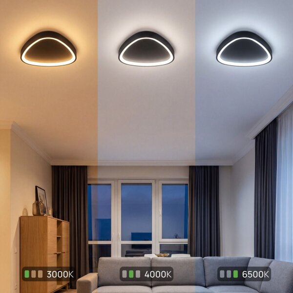 LED Deckenlampe Schwarz Alu dimmbar 58W 3000/4000/6500K