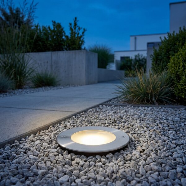 LED Einbaustrahler Edelstahl Glas Nickel IP67 Ø12 cm