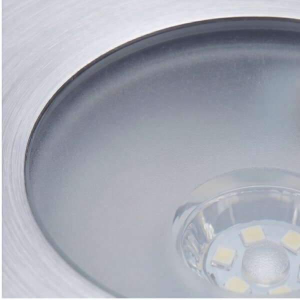LED Einbaustrahler Edelstahl Glas Nickel IP67 Ø12 cm