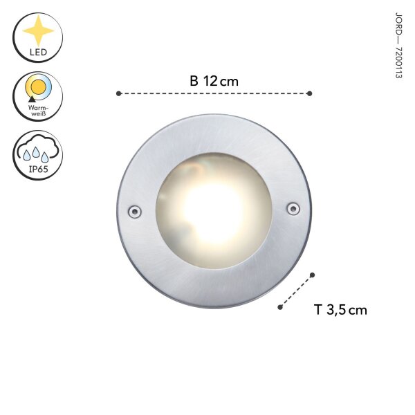 LED Einbaustrahler Edelstahl Glas Nickel IP67 Ø12 cm