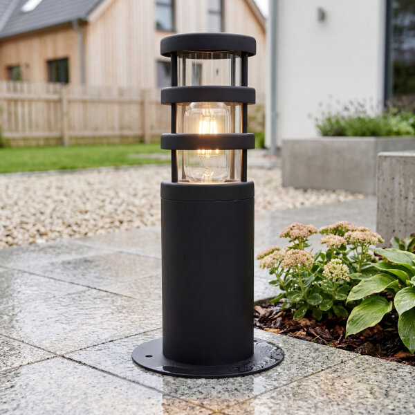Wegeleuchte Edelstahl Schwarz IP44 E27 30 cm Poller