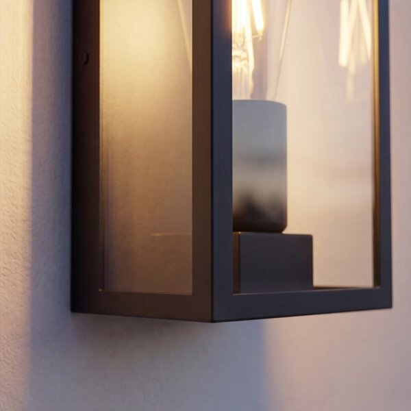 Wandlampe Außen Schwarz Aluminum E27 IP44 B:11,5 cm