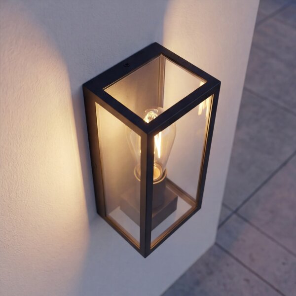 Wandlampe Außen Schwarz Aluminum E27 IP44 B:11,5 cm