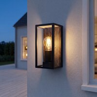 Außenwandleuchte Schwarz Holz Alu E27 IP44 B:11,5 cm