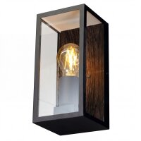 Außenwandleuchte Schwarz Holz Alu E27 IP44 B:11,5 cm
