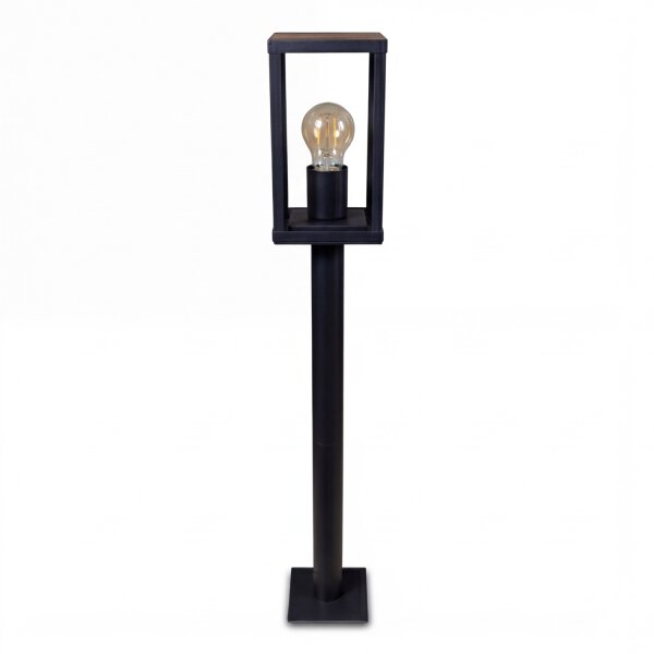Wegeleuchte Schwarz Aluminium Holz E27 IP44 H:100 cm