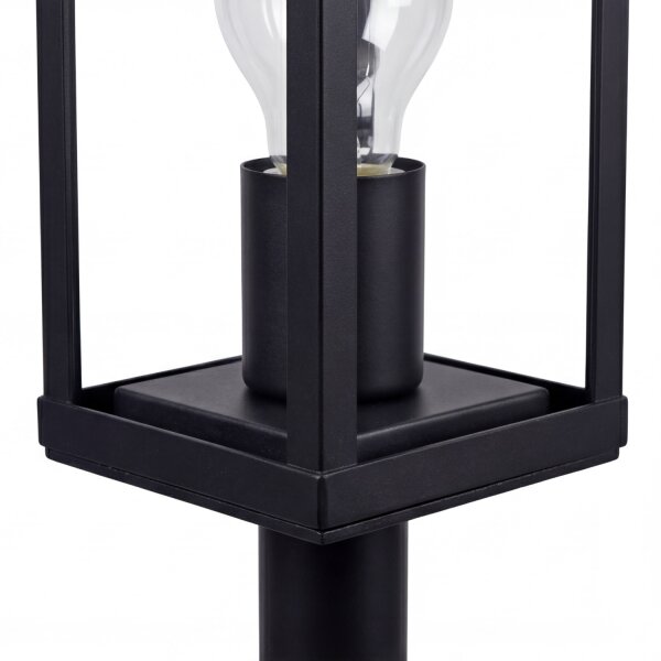 Wegeleuchte Schwarz Aluminium Holz E27 IP44 H:100 cm