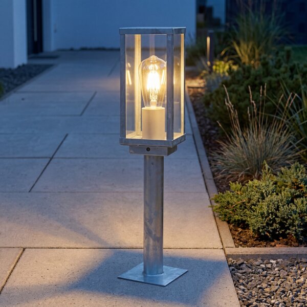 Sockelleuchte verzinkt Aluminium E27 IP44 Sensor 50 cm