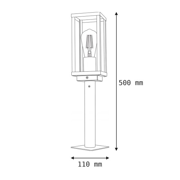 Sockelleuchte verzinkt Aluminium E27 IP44 Sensor 50 cm