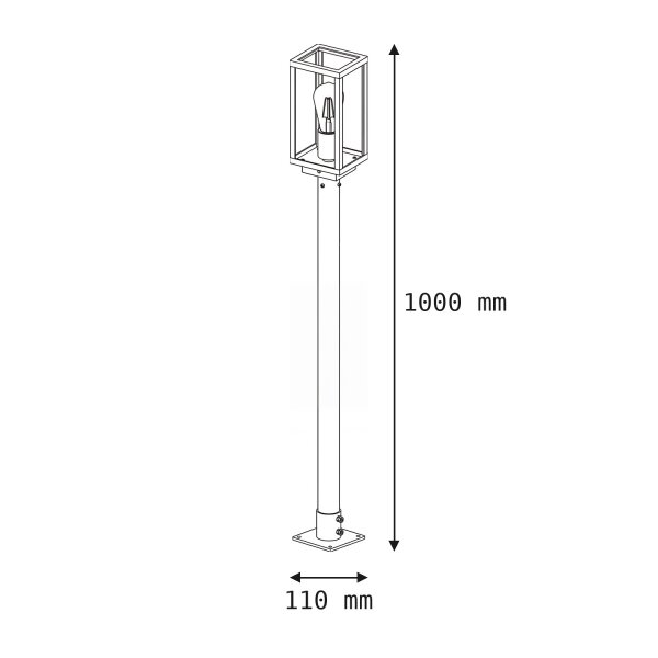 Sockelleuchte verzinkt Alu E27 IP44 Sensor H:100 cm