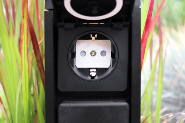 Colonne de prises Noir 31 cm max 3500 W IP54 Aluminium