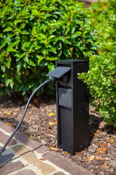 Colonne de prises Noir 31 cm max 3500 W IP54 Aluminium