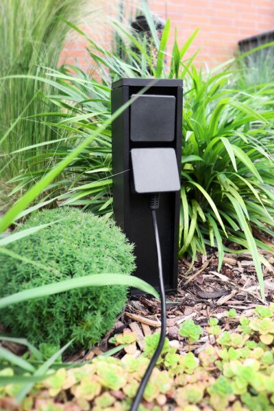 Colonne de prises Noir 31 cm max 3500 W IP54 Aluminium