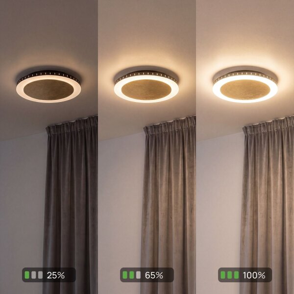 LED Deckenlampe Gold Ø30 cm 3500 K 3 Stufen dimmbar
