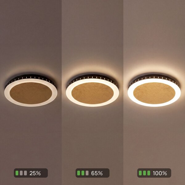 LED Deckenlampe Gold Ø30 cm 3500 K 3 Stufen dimmbar