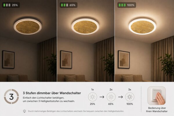 LED Deckenlampe Gold Ø40 cm 3500 K 3 Stufen dimmbar