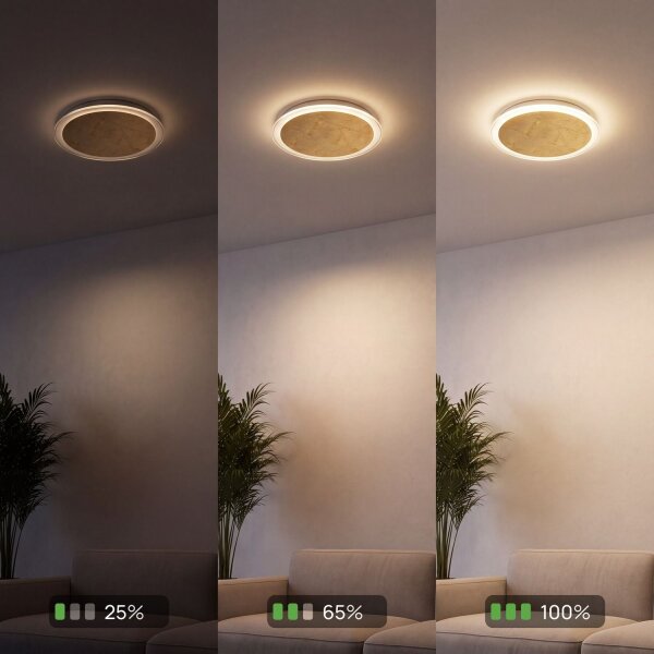 LED Deckenlampe Gold Ø40 cm 3500 K 3 Stufen dimmbar