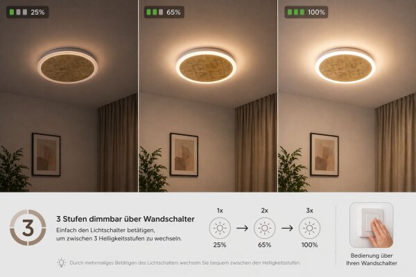 LED Deckenleuchte Gold Ø50 cm 3500 K 3 Stufen dimmbar