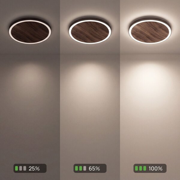 Applique LED Bois Noir ronde Ø50 cm 3500 K dimmable