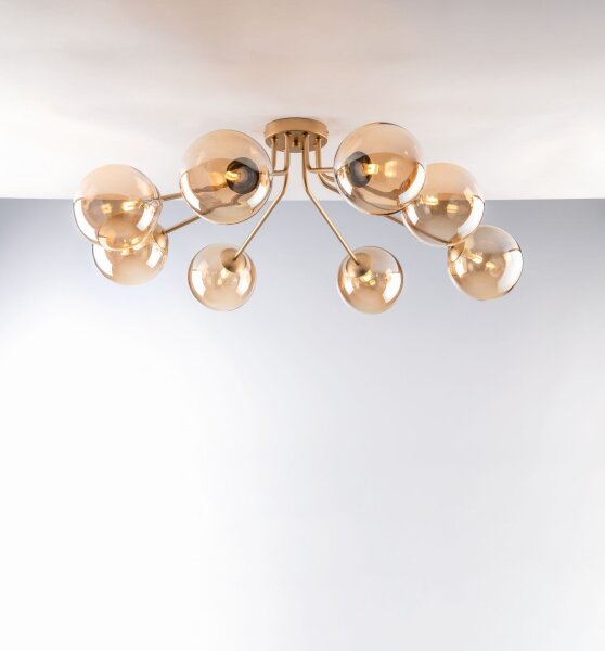 Deckenlampe Glas Metall Messing Champagner L:88 cm G9