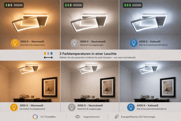 LED Deckenlampe Alu Weiß Silber 3000/4000/6500 K 42 cm
