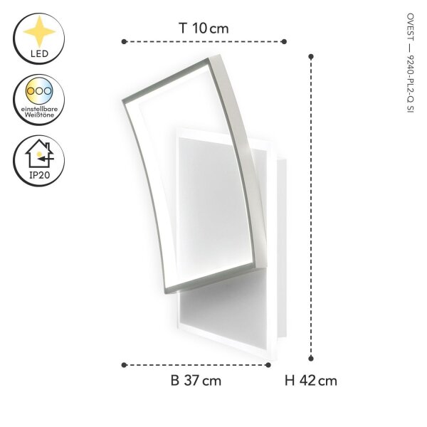LED Deckenlampe Alu Weiß Silber 3000/4000/6500 K 42 cm
