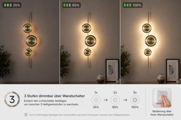 LED Wandleuchte indirekt dimmbar Gold 120 cm 18W 3000K