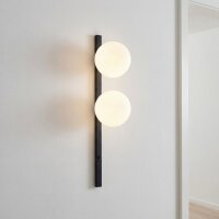 Wandlampe Glas Wei&szlig; Schwarz Schalter E14 60 cm 2-flmg