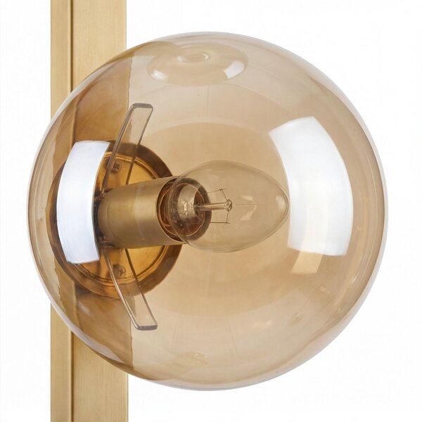 Lampe murale or ambre Boule de verre E14 H:60 cm 2-flmg