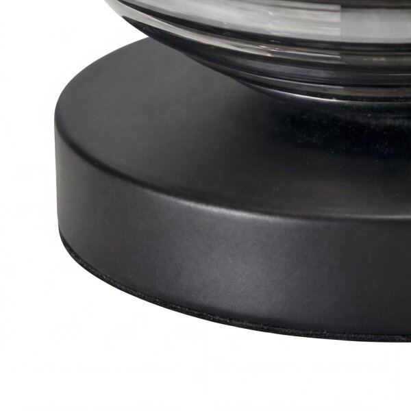 Tischlampe Rauchglas Metall Schwarz E27 16,5 cm Ø18 cm