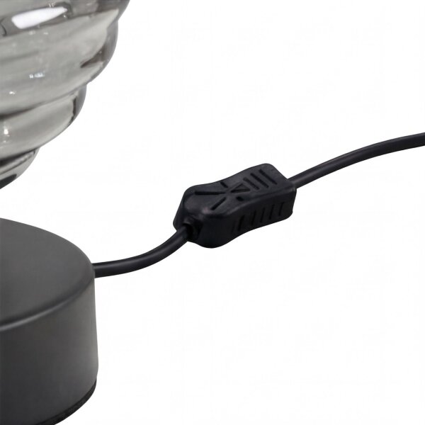 Tischlampe Rauchglas Metall Schwarz E27 16,5 cm Ø18 cm