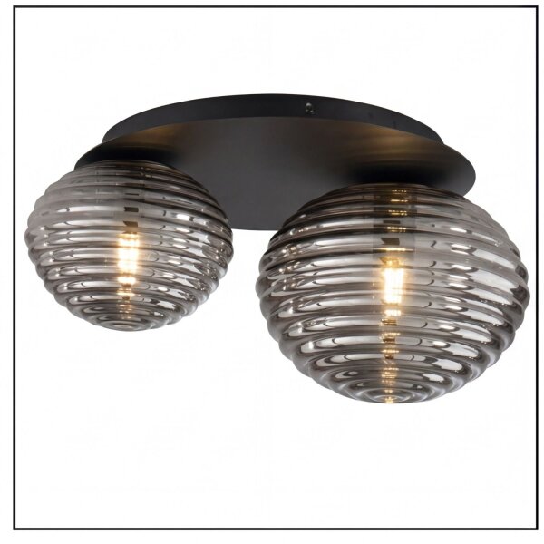 Deckenlampe Rauchglas Metall Schwarz E27 45 cm blendarm
