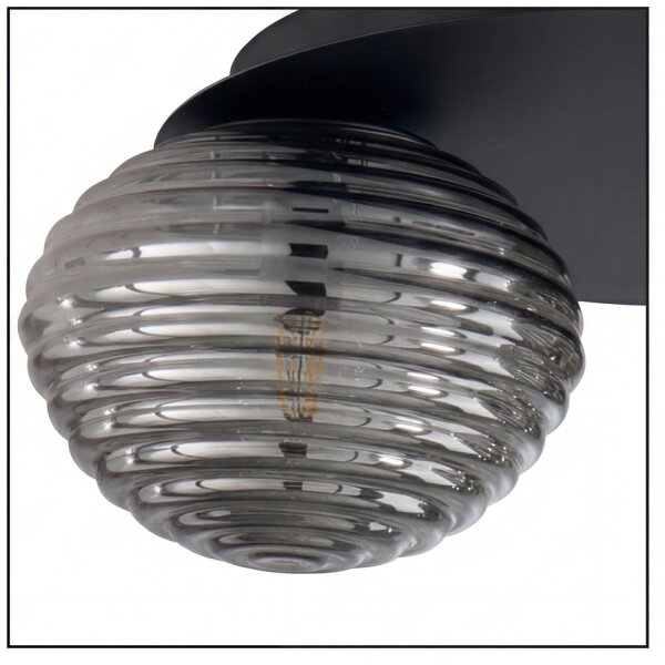Deckenlampe Rauchglas Metall Schwarz E27 45 cm blendarm