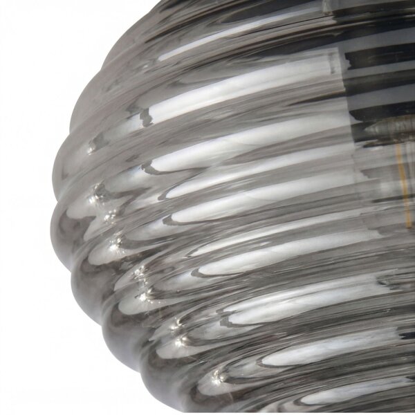 Deckenlampe Rauchglas Metall Schwarz E27 45 cm blendarm