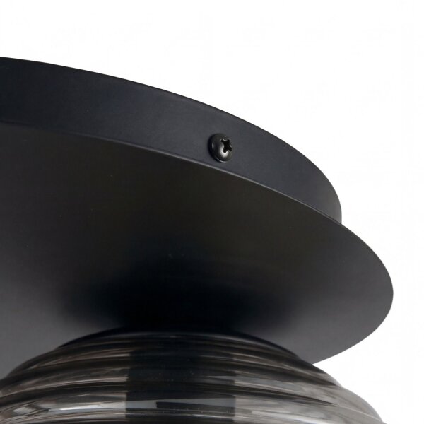Deckenlampe Rauchglas Metall Schwarz E27 45 cm blendarm