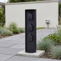 Colonne de prises trois prises aluminium IP44 40 cm