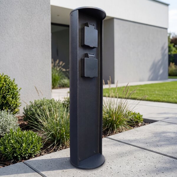 Außensteckdose Garten Aluminium IP44 2 fach 3500W 40cm