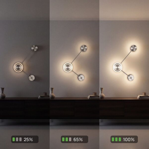 LED Wandlampe indirekt dimmbar in Nickel B:33 cm 3000K