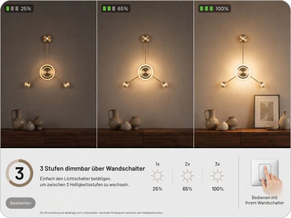 Applique LED aluminium dimmable H:53 cm 3000 K or