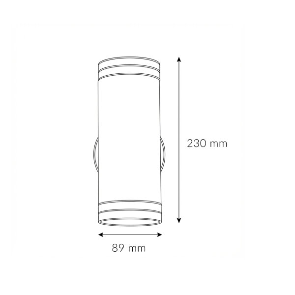 Lampe dextérieur mur acier inoxydable 23 cm de haut IP44 GU10 LED