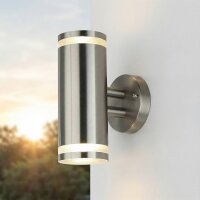 Außenlampe Wand Edelstahl 23 cm hoch IP44 GU10 LED