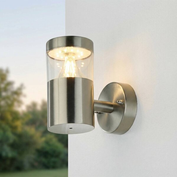 LED Außenwandleuchte Edelstahl 15,5 cm hoch IP44