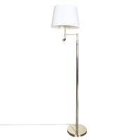Stehlampe mit Leselampe 157 cm E27 + LED Messing Wei&szlig;