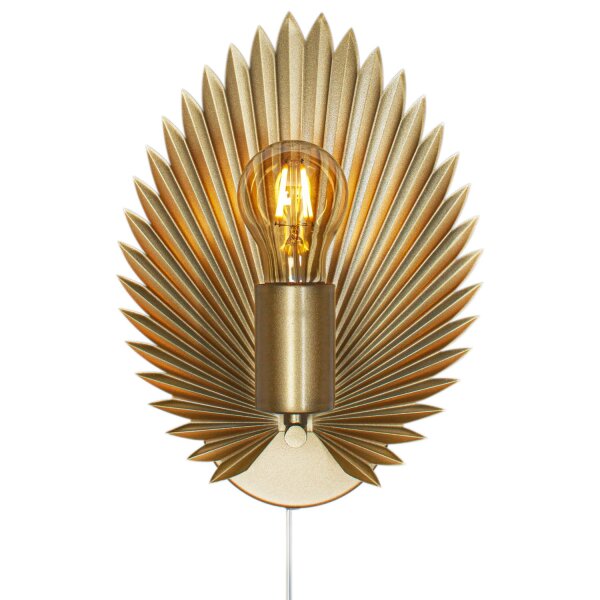 Wandleuchte Metall E27 H: 30 cm mit Schalter in Gold