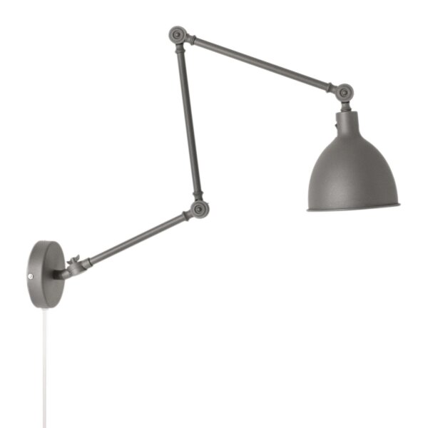 Leselampe Wand mit Stecker Metall Gelenkarm Grau