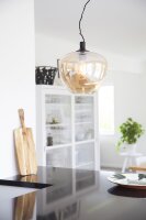 Suspension verre fumé 28 cm de large E27 dans lambre