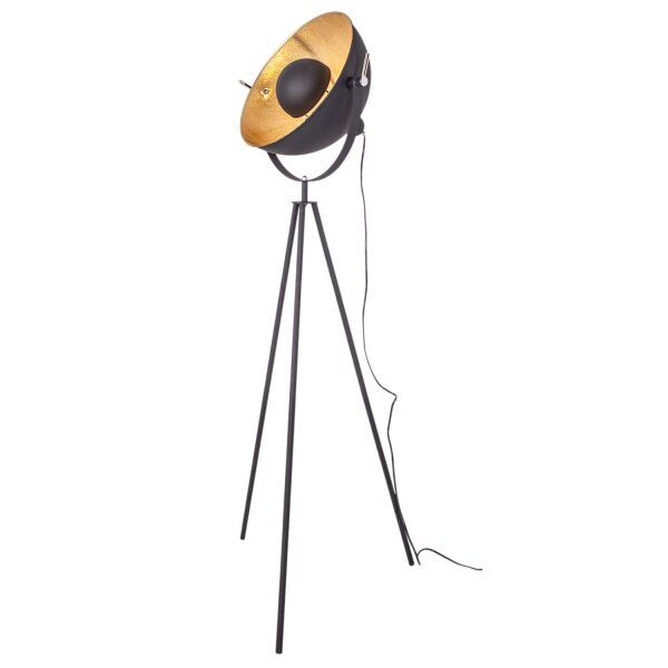 Stehlampe Metall 145 cm in Schwarz Gold E27 Dreibein