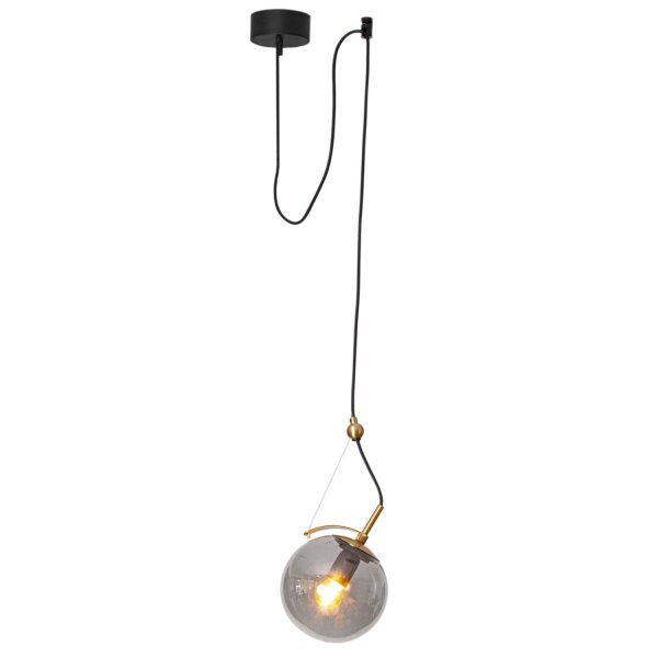 Hängeleuchte Kugelschirm Rauchglas H: max. 150 cm E27